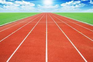 A track with lanes 1 through 8 stretching onward  into the distance