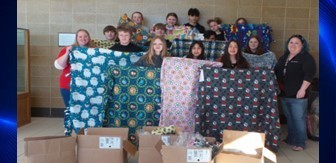 LMS students with their blankets