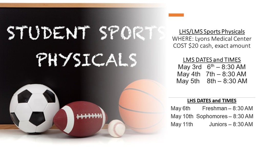Corrected Dates for Sports Physicals