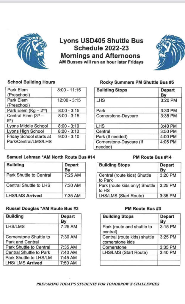 22-23 Bus Schedule