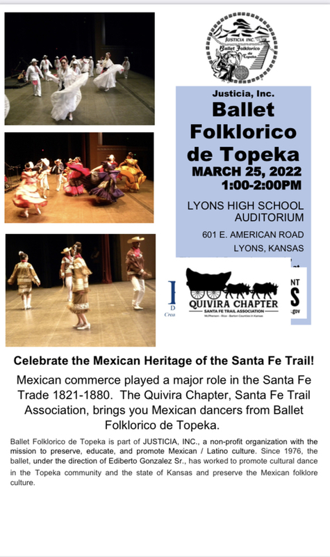 Ballet Folklorico de Topeka March 25, 2022 1:00-2:00PM Please call the school for more information.